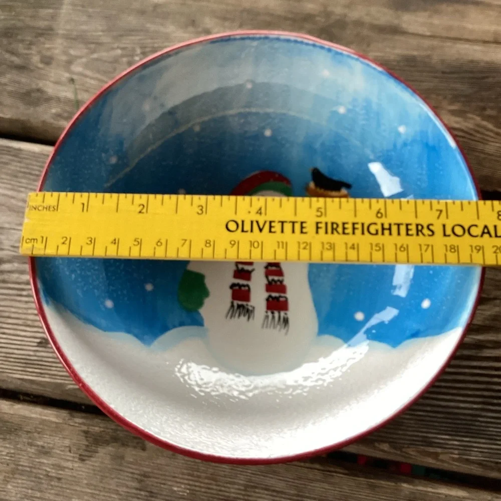 Sakura Debbie Mumm Snowman Ceramic Bowl - 7.5 inches
